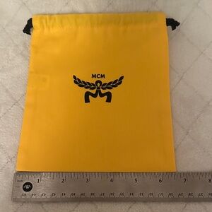 MCM Yellow Drawstring Logo Dust Pouch with Black Cord